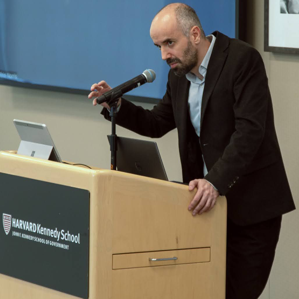 Emre Kızılkaya speaking at Harvard Kennedy School